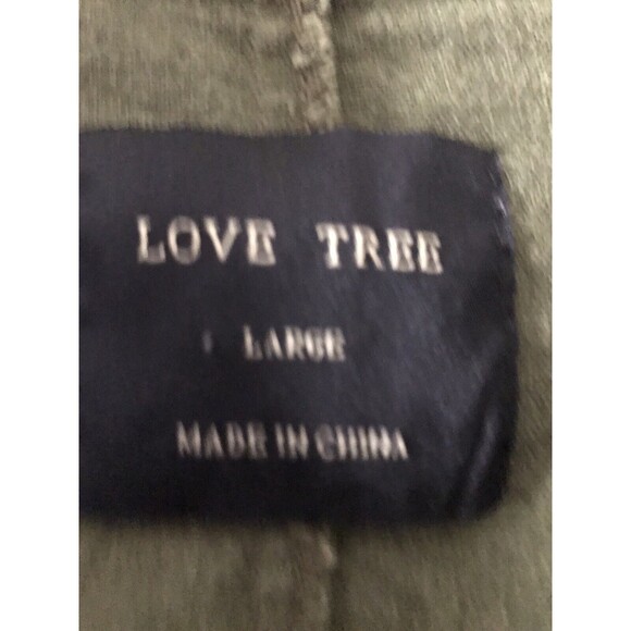 Love Tree Olive Green Linen Blend Open Front Shacket Convertible Sleeves Large - Picture 7 of 9